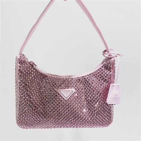 prada sparkle.bag|Prada pink rhinestone bag.